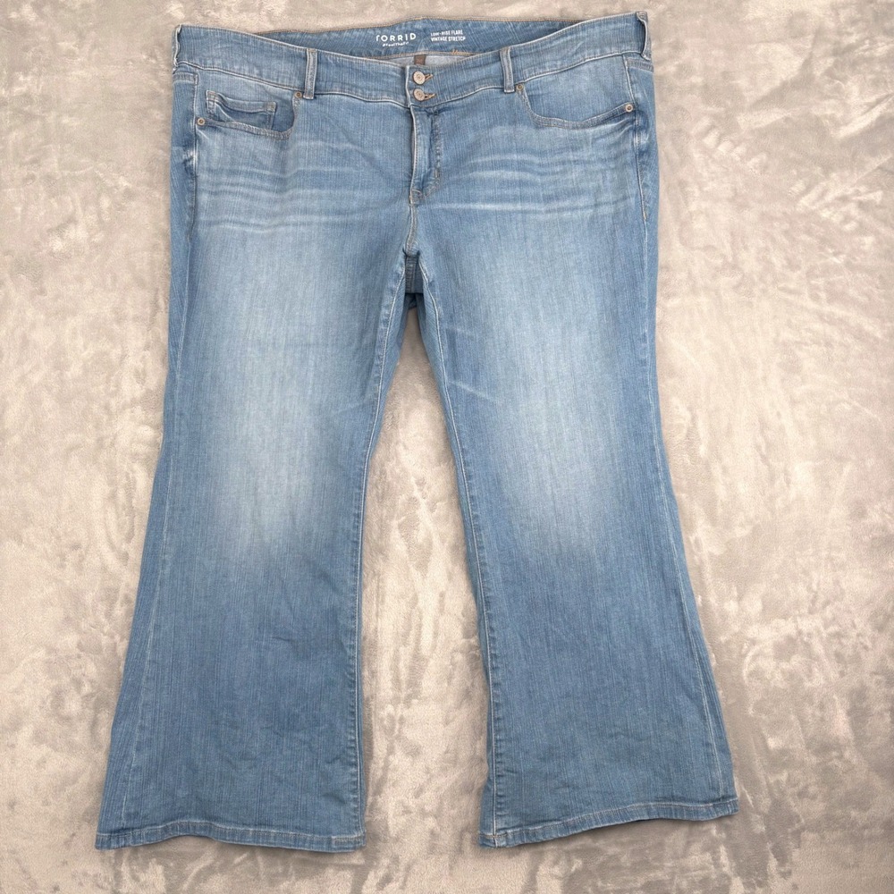Torrid Flare Jeans Womens 24S (Fits 47x28) Blue Low-Rise Vintage Stretch Boho